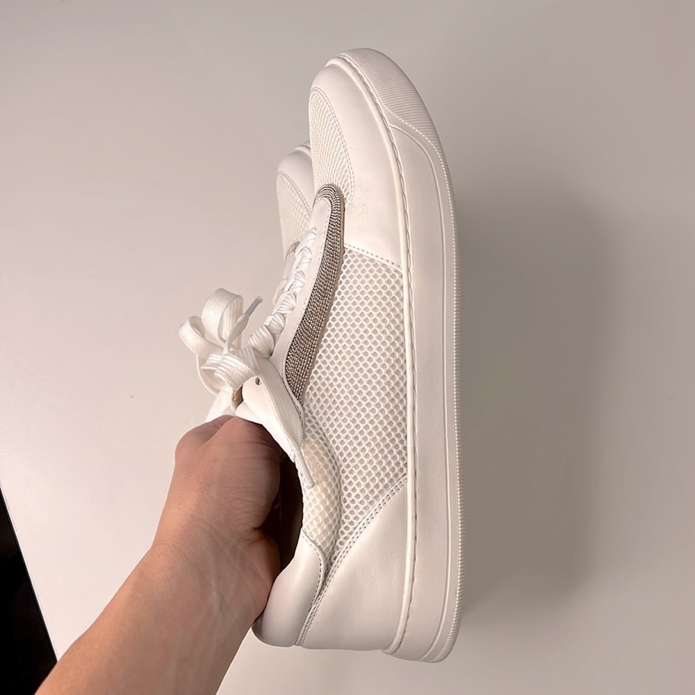 Vaneli Chico white tennis shoes size 9 women’s beaded leather sneakers - Picture 9 of 11